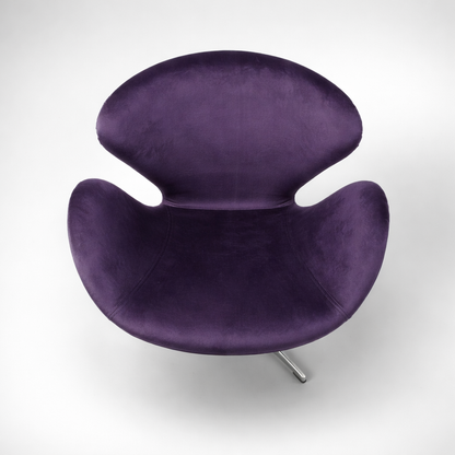 Mid Century Purple Swivel Lounge Chair with Chrome Base