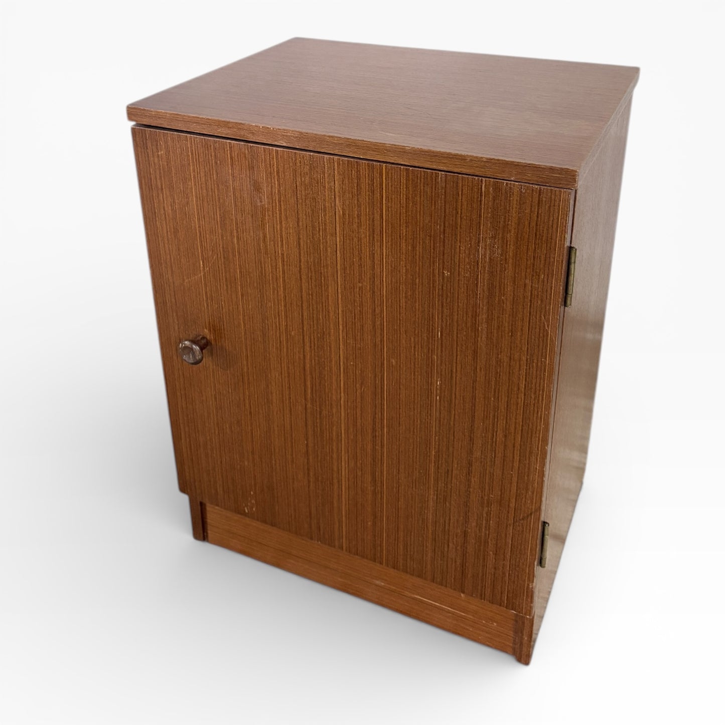 Vintage Teak Bedside Cabinet – Mid-Century Nightstand with Single Cupboard Shelf