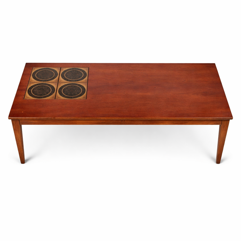 Mid Century Danish Domino Teak Tile Coffee Table