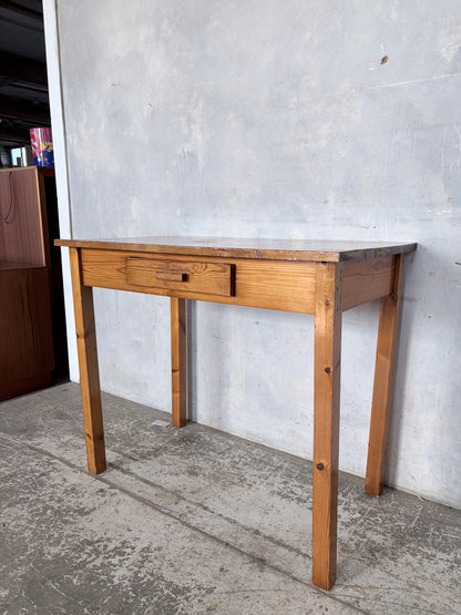 Vintage Compact Pine Writing Desk with Drawer