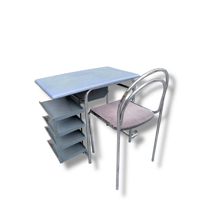 Industrial Chrome Tubular Desk with Matching Chair