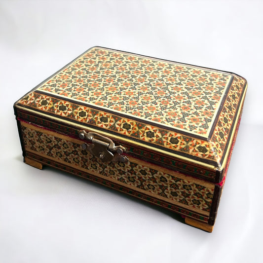 Vintage 1960s Persian Khatam Mosaic Jewellery Box