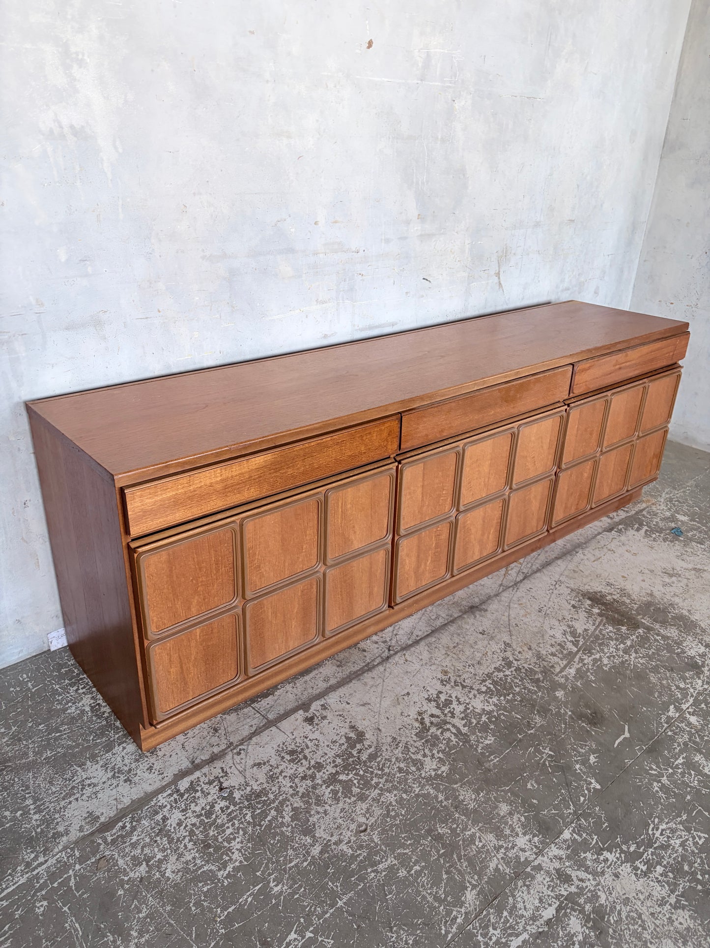 McIntosh Mid Century Teak Sideboard – Panel Front Long Low Cabinet