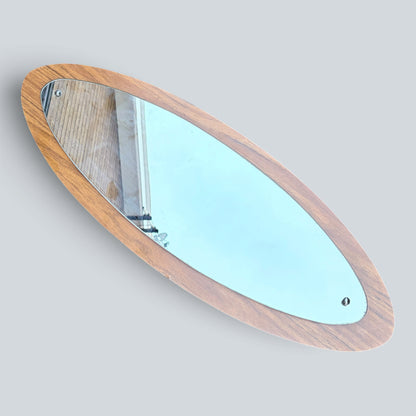 Mid-Century Space Age Oval Formica Wall Mirror – 1960s / 1970s