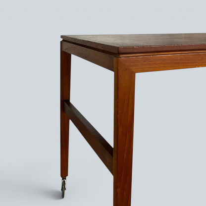 Mid-Century Danish Teak Drinks Trolley on Brass Castors