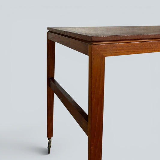 Mid-Century Danish Teak Drinks Trolley on Brass Castors