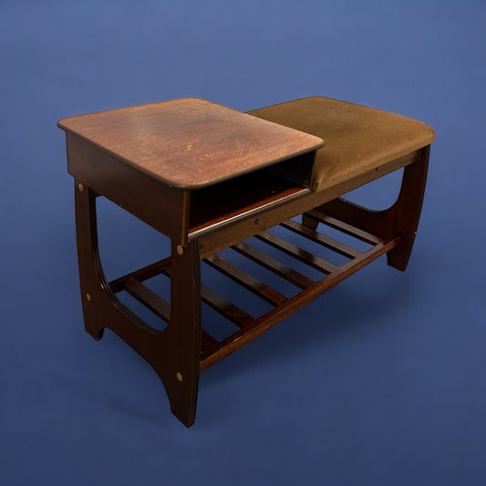 Mid Century Dark Wood Telephone Seat Table