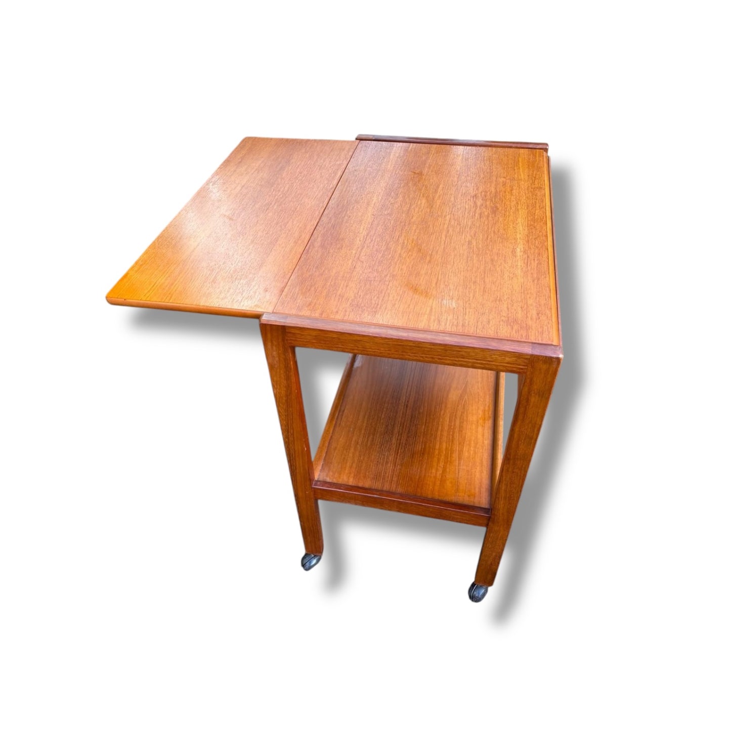 Vintage Teak Drop-Leaf Drinks Trolley on Castors | Mid-Century Bar Cart