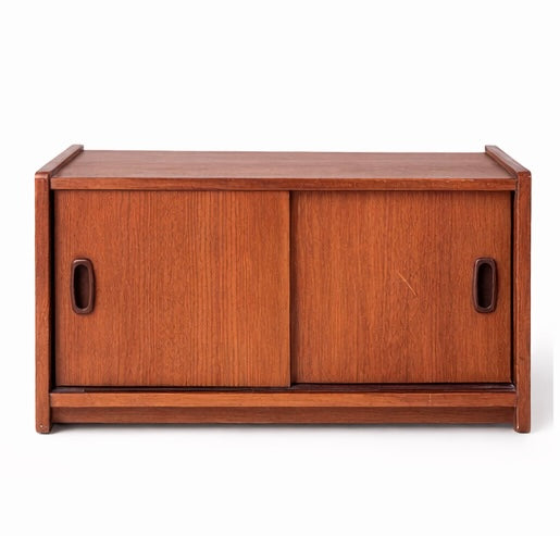 Mid-Century Teak Record Cabinet on Castors