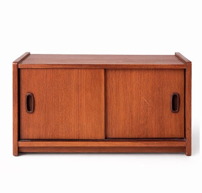 Mid-Century Teak Record Cabinet on Castors
