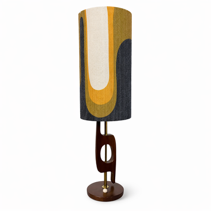 Mid Century Teak and Brass Table Lamp with Vibrant Handmade Shade by Lightfandango