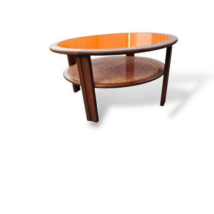 Mid-Century G-Plan Round Coffee Table with Orange Perspex Top