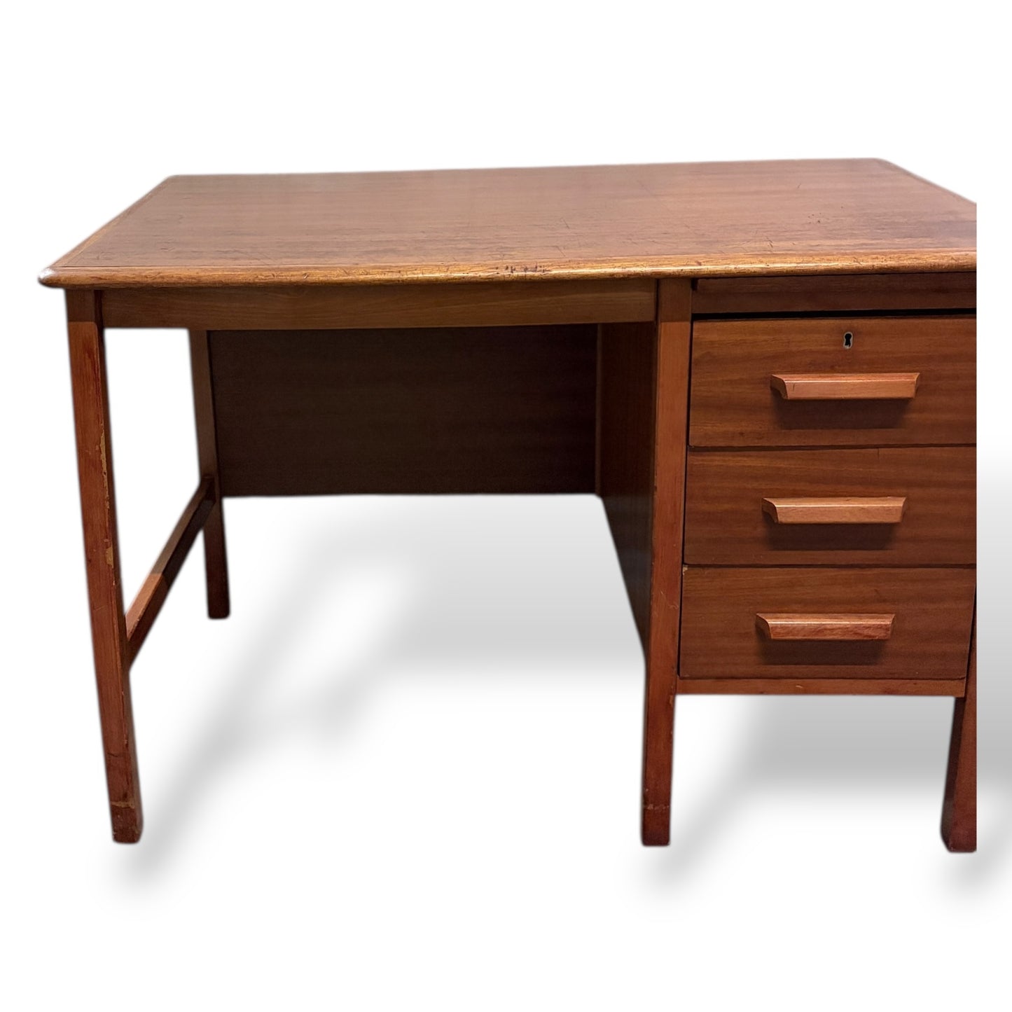 Mid Century Abbess Teachers Desk / Vintage 1950s School Desk with Drawers — view 7