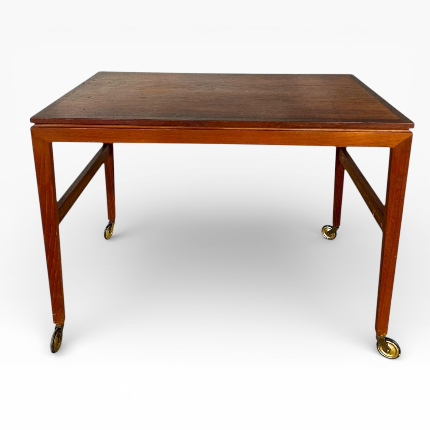 Vintage Teak Trolley | Mid-Century Serving Cart With Original Brass Castors