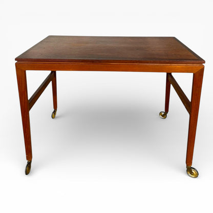 Vintage Teak Trolley | Mid-Century Serving Cart With Original Brass Castors