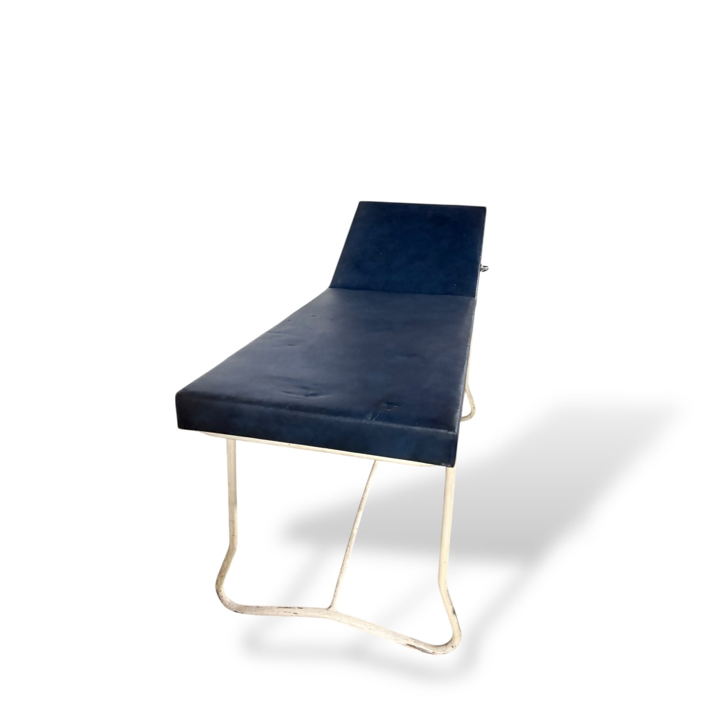 Mid-Century Modern Streamline Adjustable Chaise Lounge – Royal Blue Vinyl & Chrome