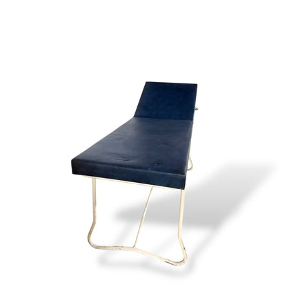 Mid-Century Modern Streamline Adjustable Chaise Lounge – Royal Blue Vinyl & Chrome