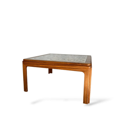 Vintage Teak Coffee Table – Mid Century Modern Square Ceramic Tiled Top