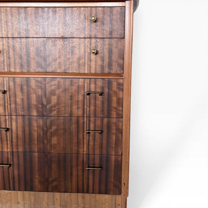 Mid Century Walnut Uniflex Tallboy Chest of Drawers