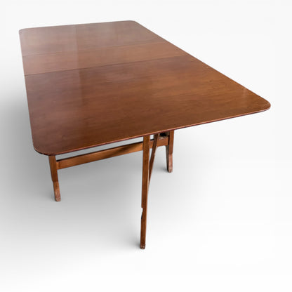 Mid Century Dining Table - Vintage Walnut Drop Leaf Extendable Dining Surface
