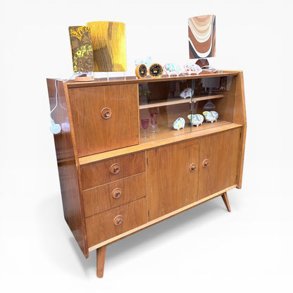 Mid Century Priory Oak & Walnut Drinks Cabinet