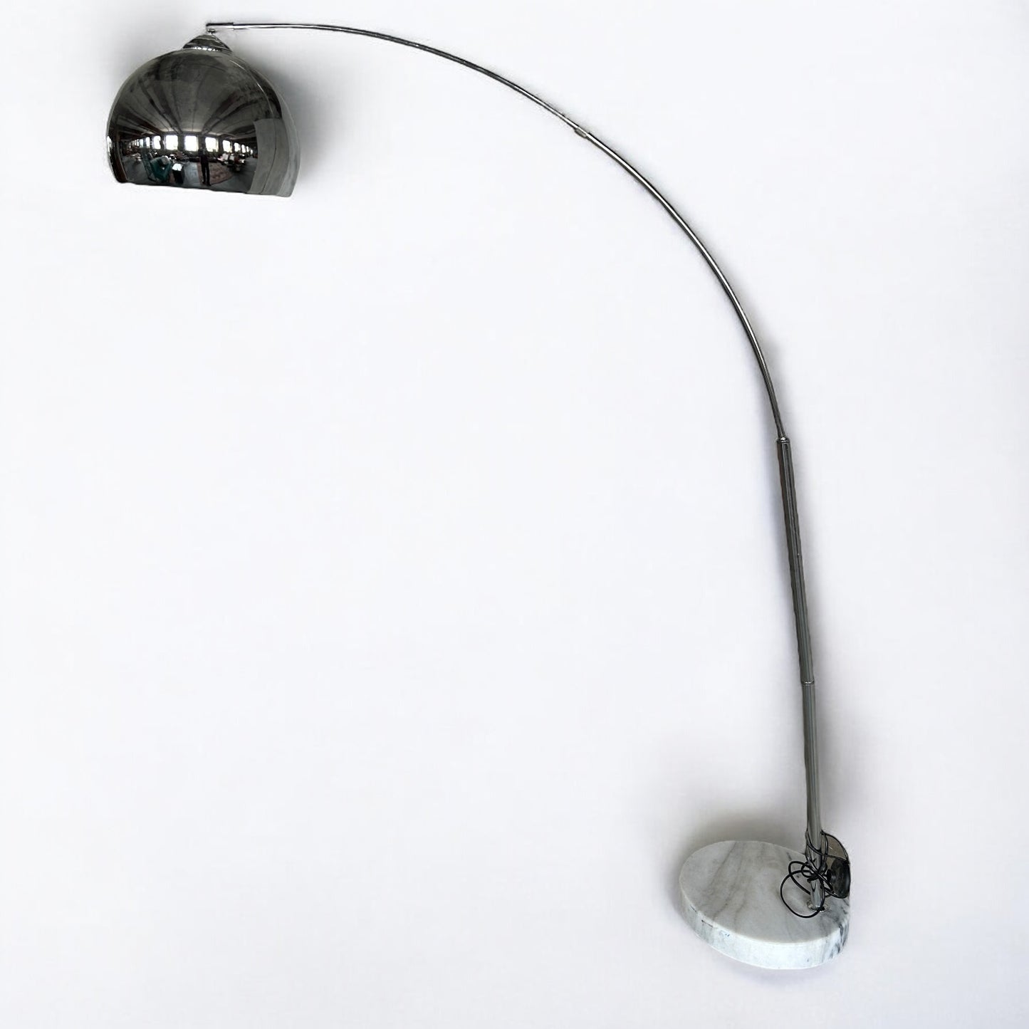 Mid Century Modern Chrome Arc Floor Lamp with Marble Base