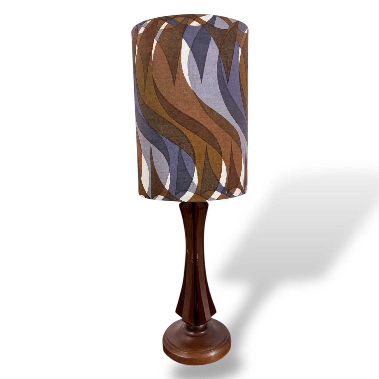 Vintage Teak Table Lamp with Elizabeth Armstrong Sigma Fabric for Hull Traders by Lightfandango
