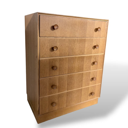 Mid-Century Meredew Oak Tallboy Chest of Drawers — view 7