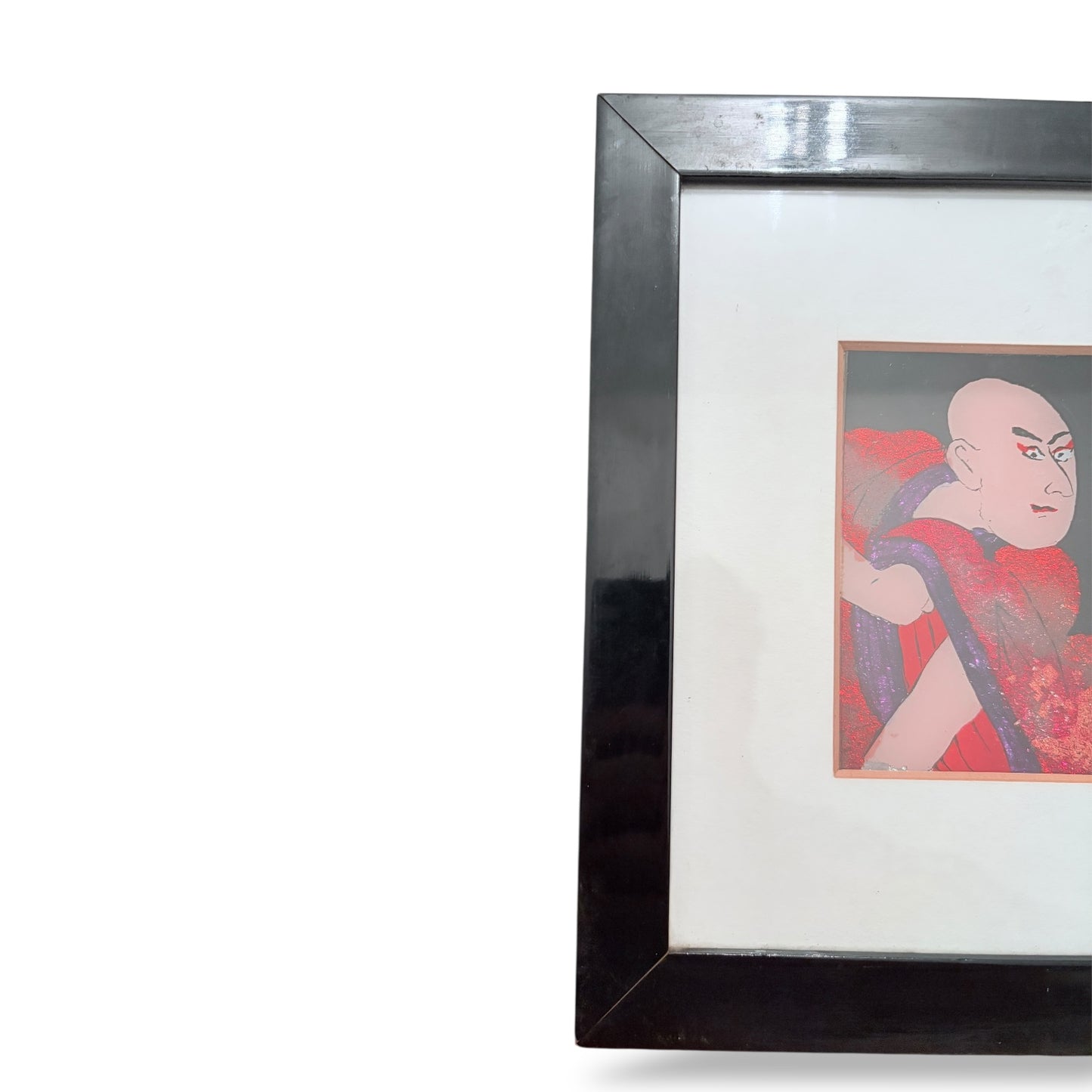 Vintage Japanese Gouache Painting with Glitter Elements by Niwa Heichiku, Framed
