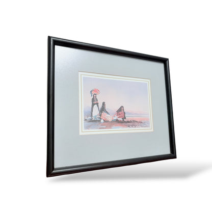 Vintage Framed Watercolour – Middle Eastern Women by Water, c.1970s