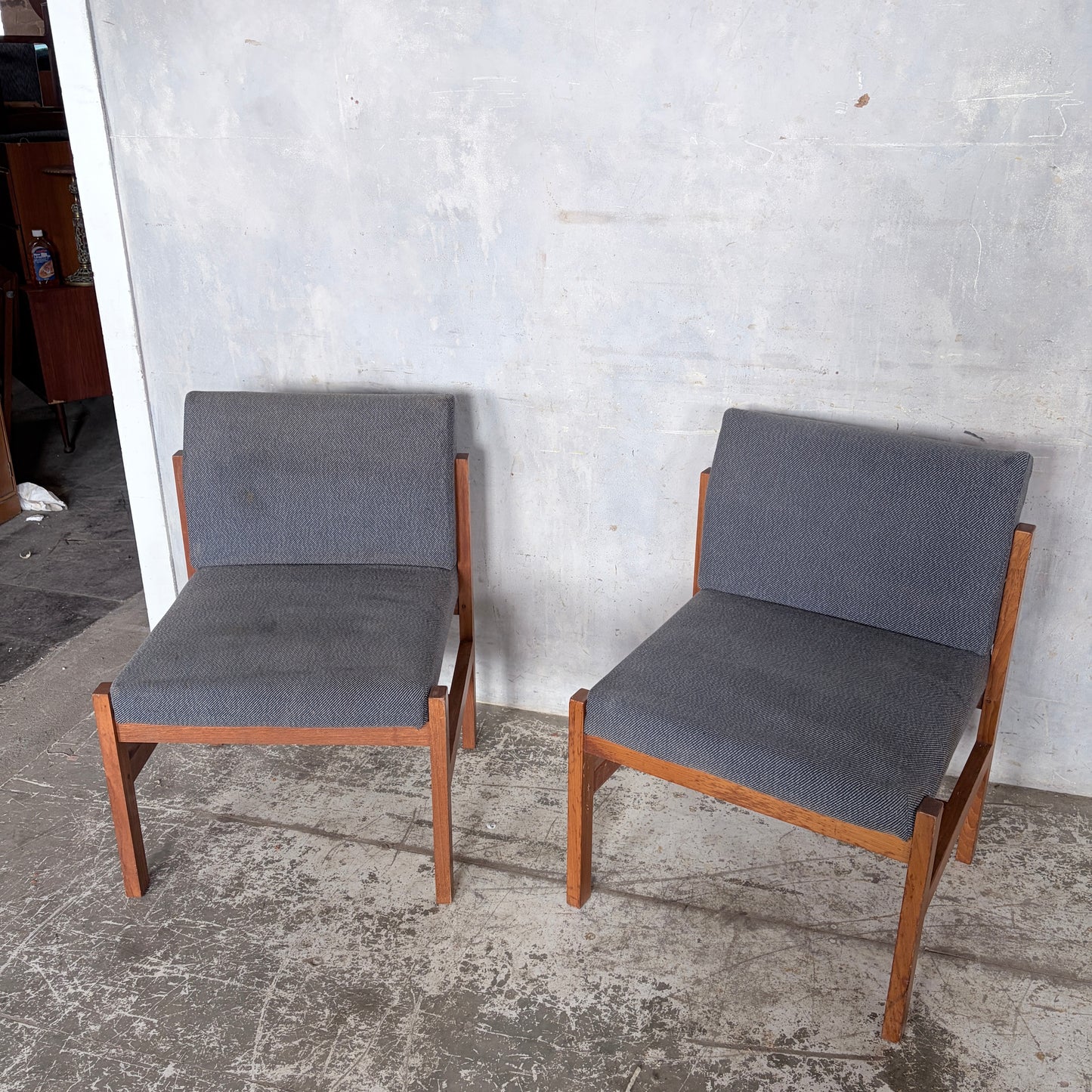 Pair of 1970s Brutalist Pine & Oak Lounge Chairs | Mid Century