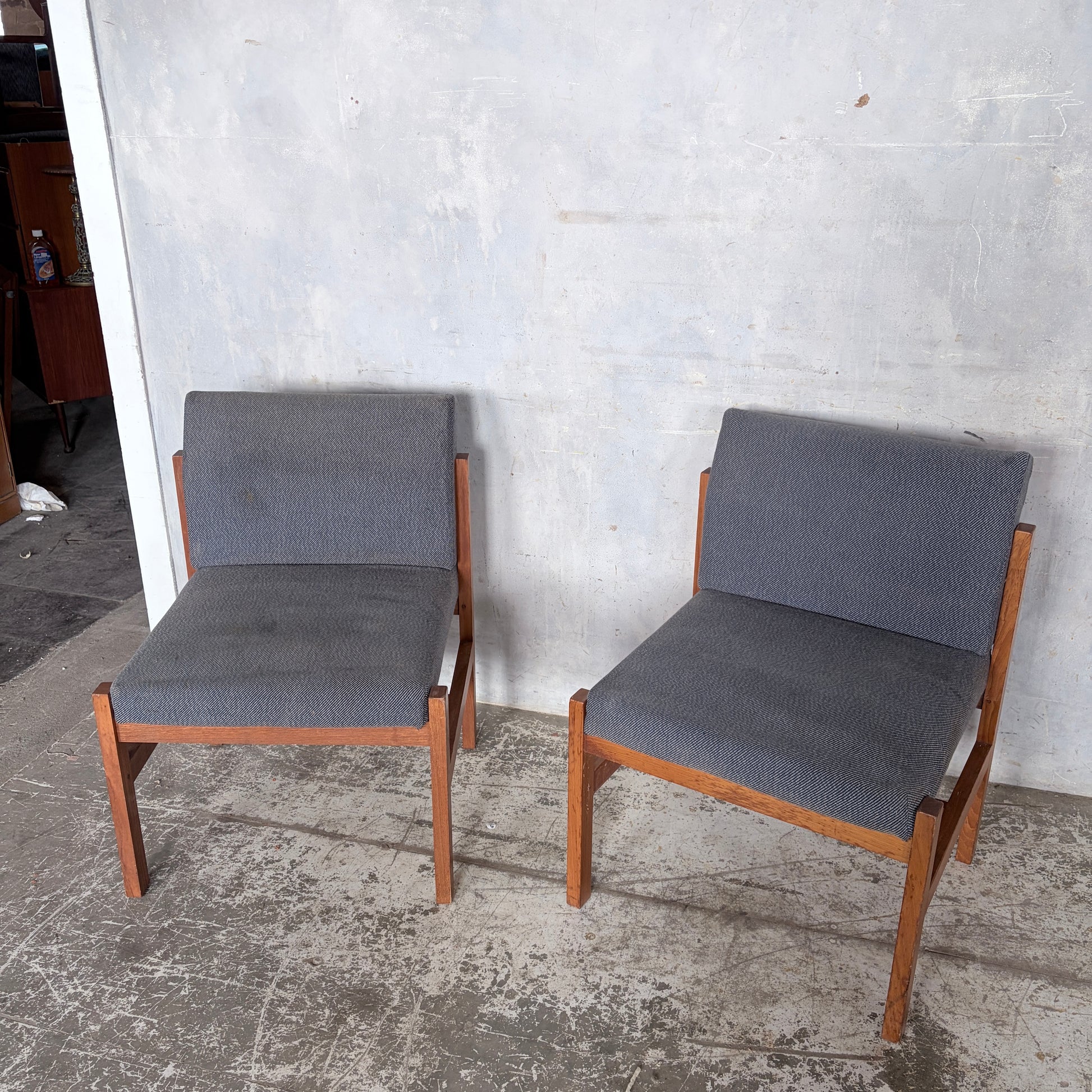 Pair of 1970s Brutalist Pine & Oak Lounge Chairs | Mid Century