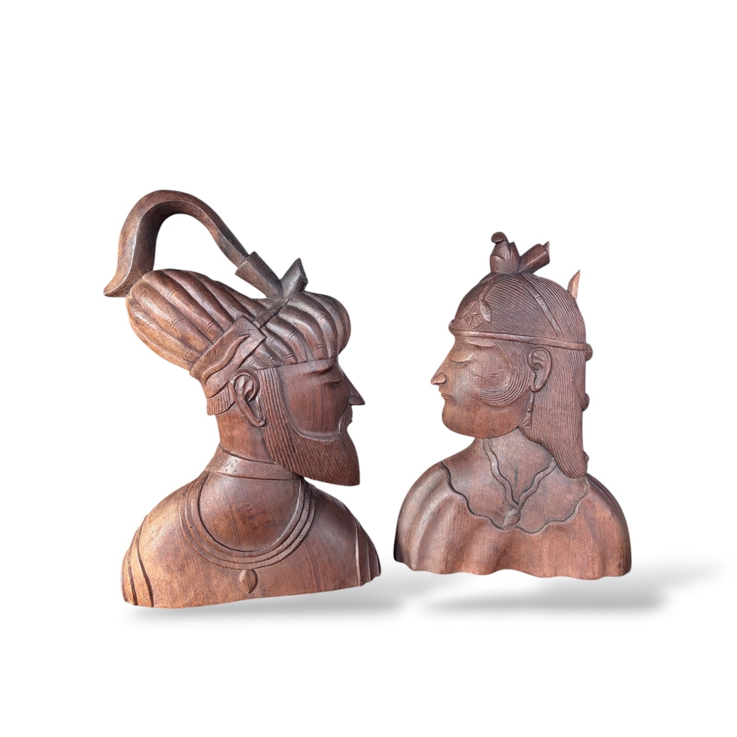 Ottoman Empire Busts - Hand Carved Wooden Sculptures | Mid Century Decor