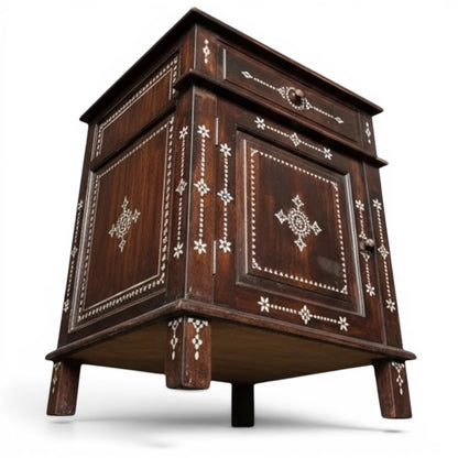 19th Century Syrian Mother of Pearl Inlaid Cabinet in Solid Mahogany