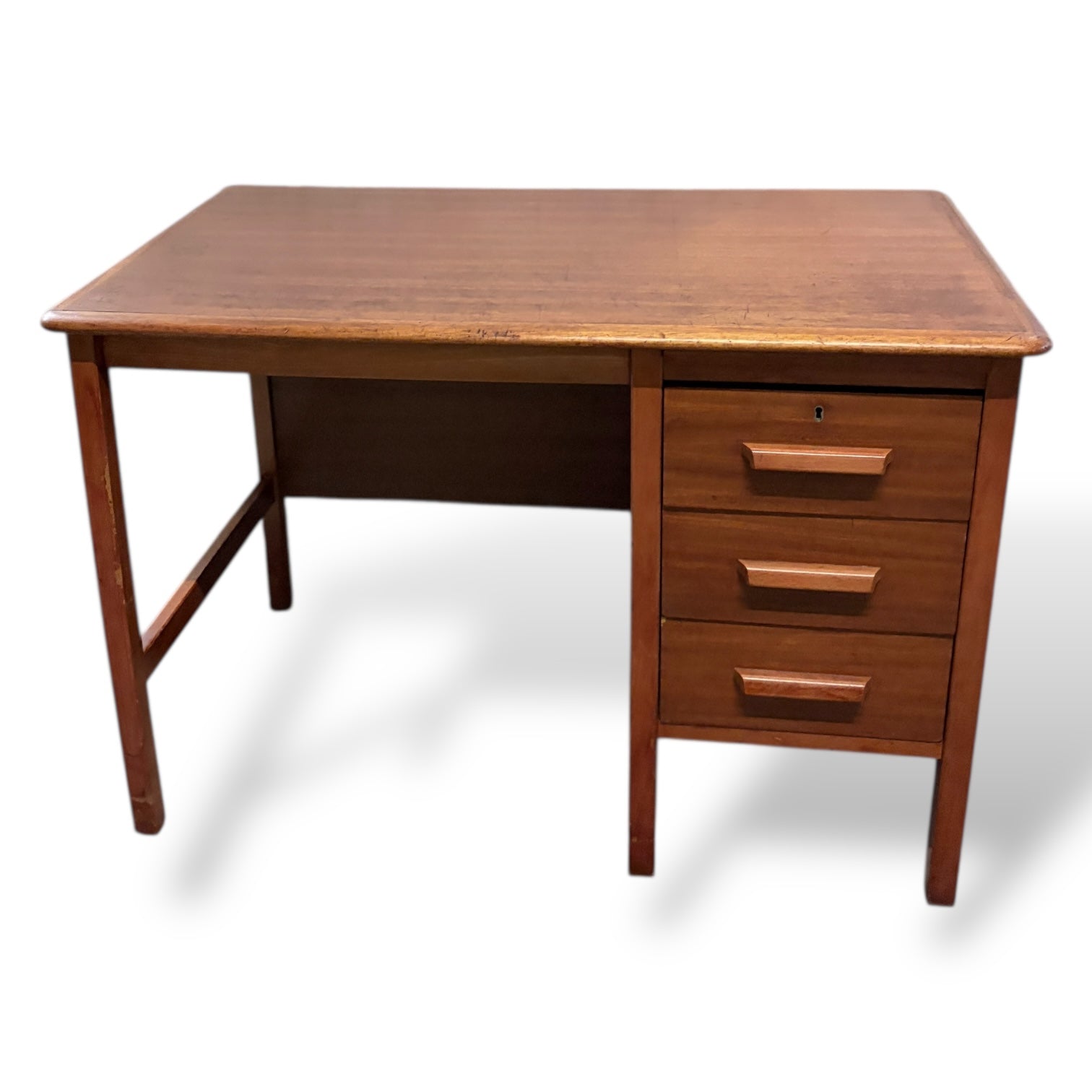 Mid Century Abbess Teachers Desk / Vintage 1950s School Desk with Drawers — view 6