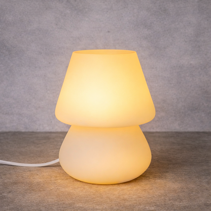 Mid Century Frosted Glass Mushroom Table Lamp