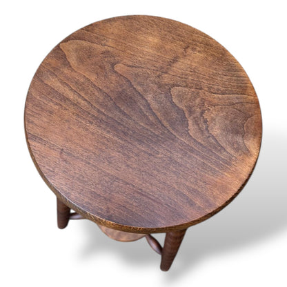 Tall French Bobbin Stool | Antique French Turned Wood Plant Stand | Rustic Country Accent — view 10