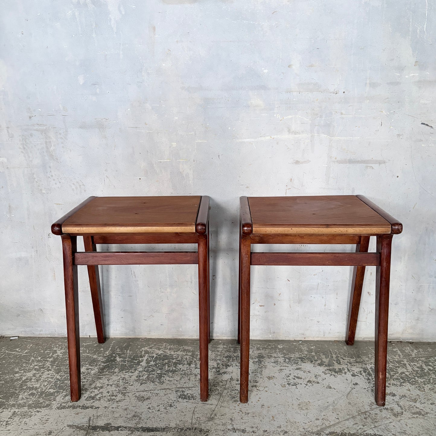 Mid Century Teak & Plywood Bedside Tables