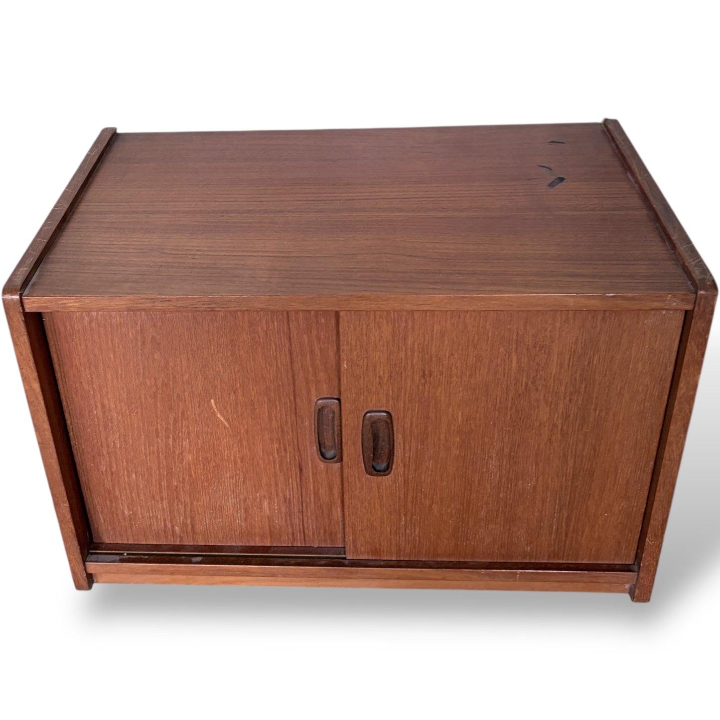 Mid-Century Teak Record Cabinet on Castors