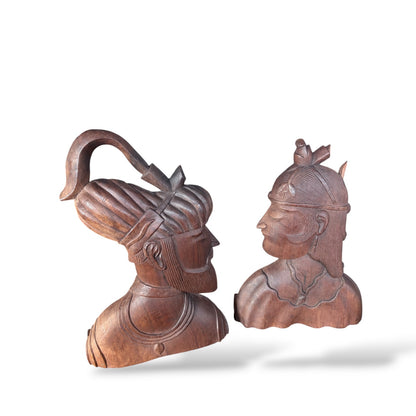 Ottoman Empire Busts - Hand Carved Wooden Sculptures | Mid Century Decor