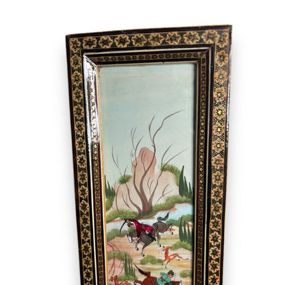 Vintage 1950s Persian Khatam Mosaic Watercolour painting