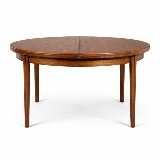Vintage Mid Century Danish Teak Round Extending Dining Table