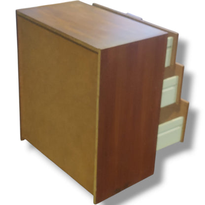 Vintage Teak Chest | Mid-Century Dresser with Three Drawers & Wooden Handles