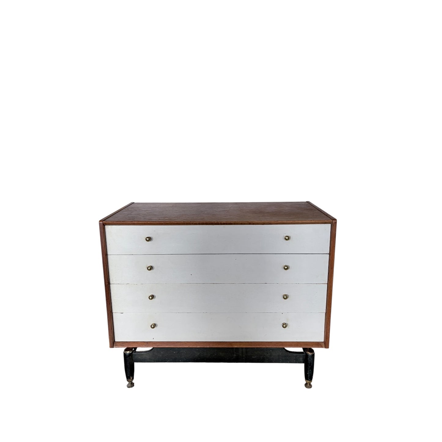 Mid Century E. Gomme Librenza Chest of Drawers – Teak & White with Brass Handles
