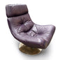 Mid Century Modern Purple Leather Swivel Egg Chair