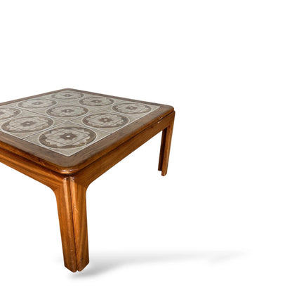 Vintage Teak Coffee Table – Mid Century Modern Square Ceramic Tiled Top