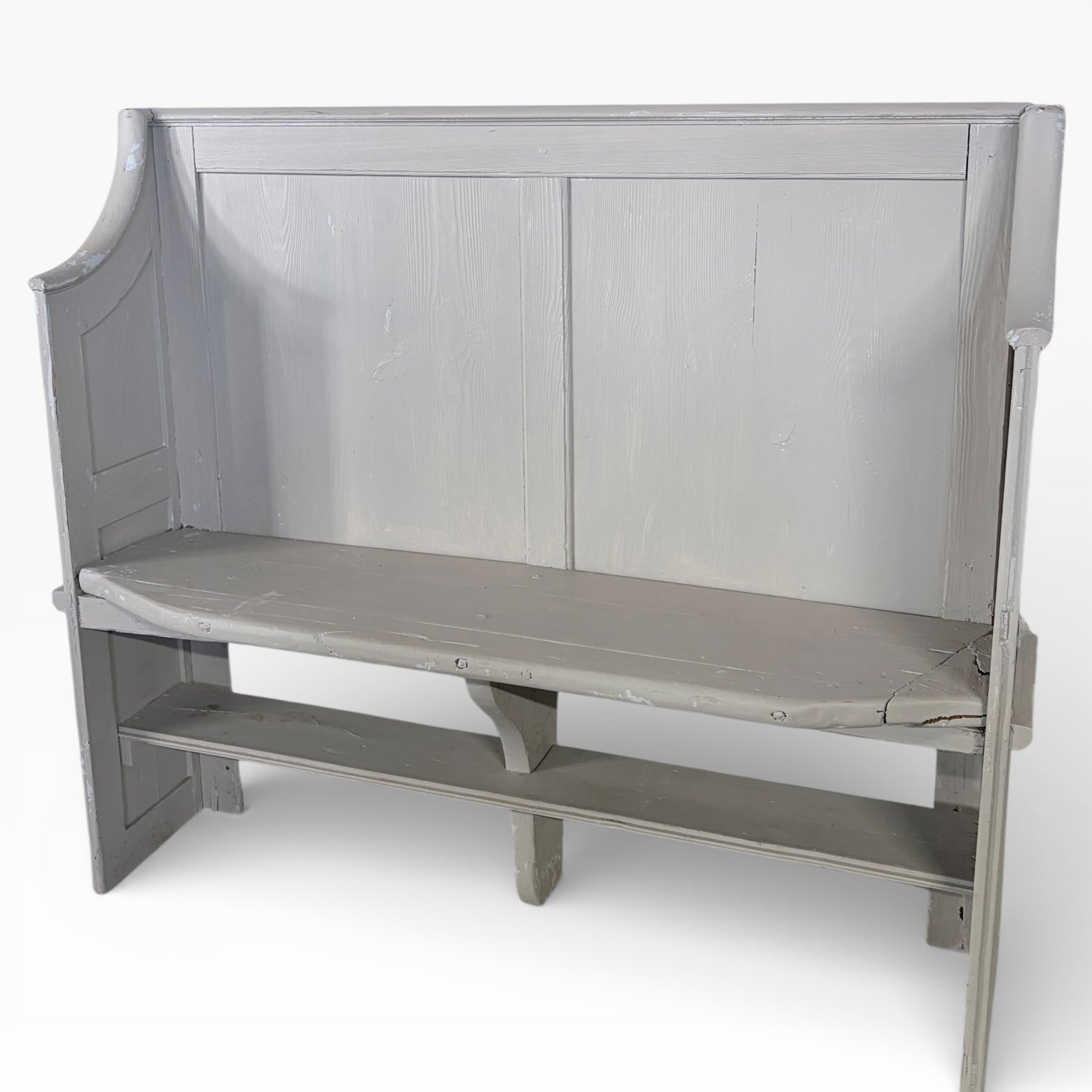 Vintage Distressed Painted Pine Church Pew