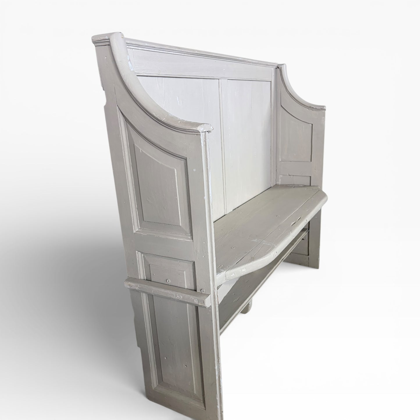 Vintage Distressed Painted Pine Church Pew