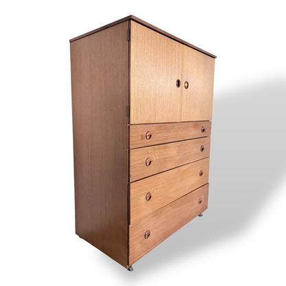Schreiber Teak Tallboy Cabinet with Drawers – Mid Century