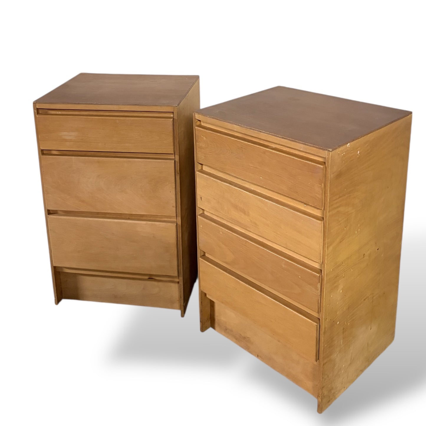 Vintage Charter Furniture Blonde Oak Bedside Cabinets – Mismatched Pair